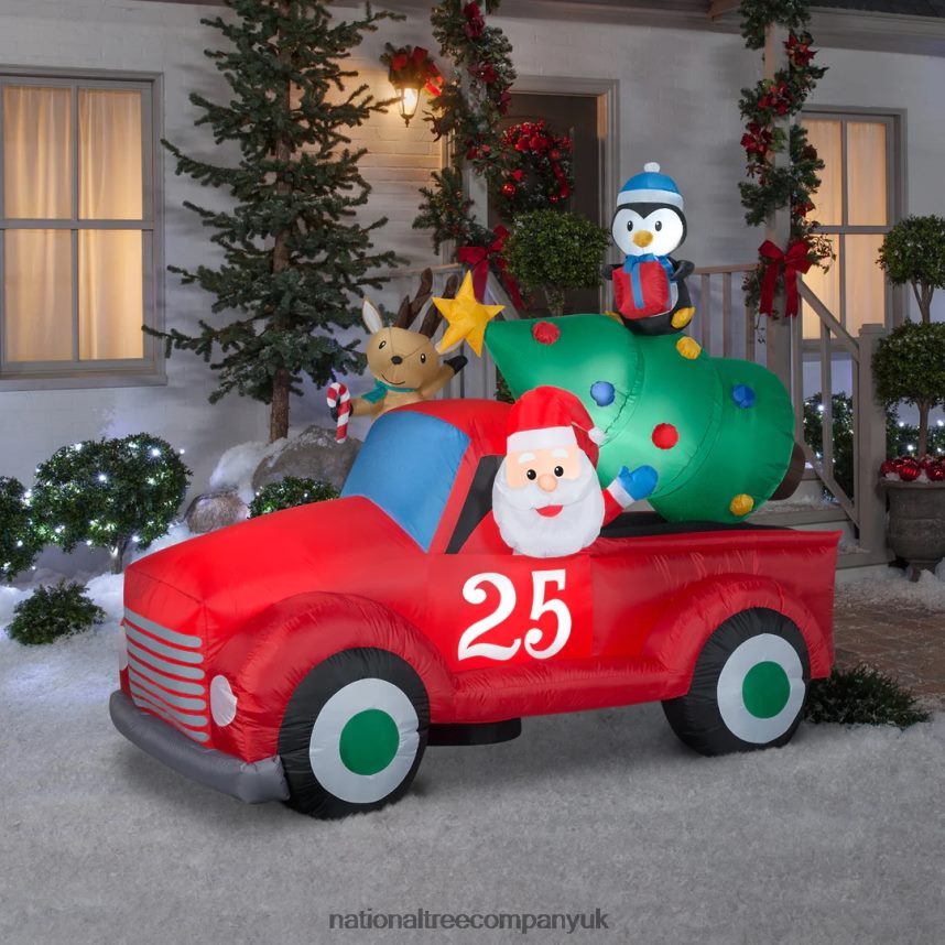 decoration | National Tree Company Inflatable Santa in Vintage Pickup Truck LED Lights Plug In Christmas Collection 8 Feet F2L4F666